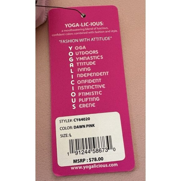 Yogalicious L Pink Mauve High Waisted Nude Tech Stretch Capri Active Legging - Picture 6 of 6